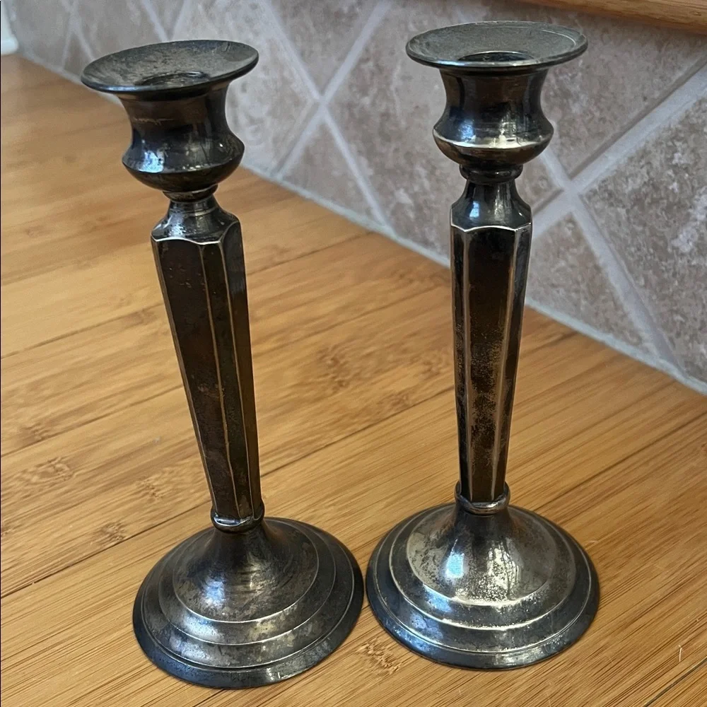 PREOWNED RESTORATION HARDWARE SILVER CANDLE STICK HOLDERS - Picture 4 of 5